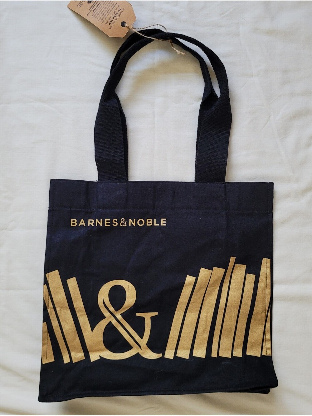 Barnes & Noble Black Gold Organic Cotton Tote Bag Books Fair Trade - NEW
